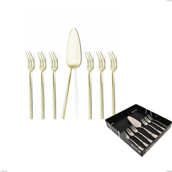 Confezione vetrina 7 pezzi dolce Kyoto Tin Gold, Acciaio inox (Aisi 304) trattamento pvd acciaio lucido