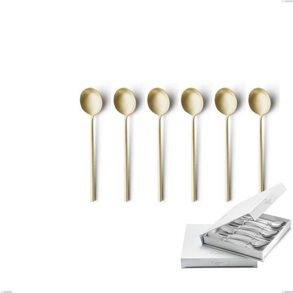 Confezione a libro 6 pezzi cucchiaini caff� Kyoto Sabbiato Champagne, Acciaio inox (Aisi 304) inox sabbiato