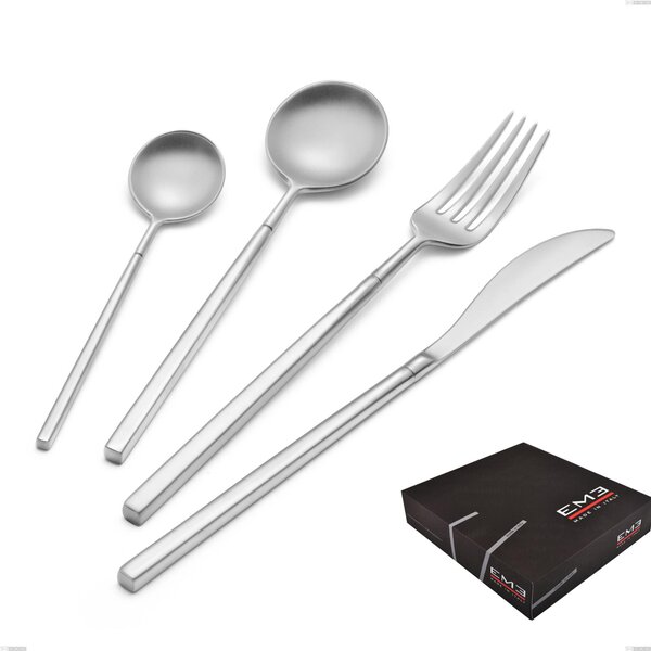 Set di posate 75 pezzi Kyoto Sabbiato in confezione regalo, Acciaio inox (Aisi 304) inox sabbiato