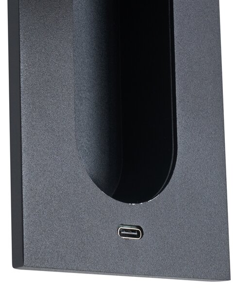 Set di 2 lampade da parete moderne nere con LED e porta USB-C - Hilton