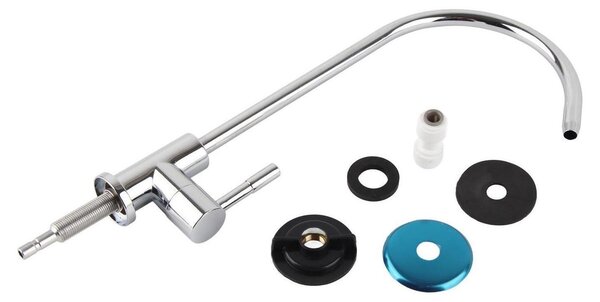 Rubinetto per cucina, raccordo da 1/4'', lega di zinco, girevole a 360°, con collo a "cigno", per sistemi di filtraggio dell'acqua potabile RO