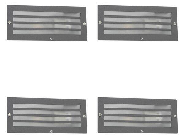 Set di 4 faretti da incasso moderni grigio scuro IP44 - Hurricane