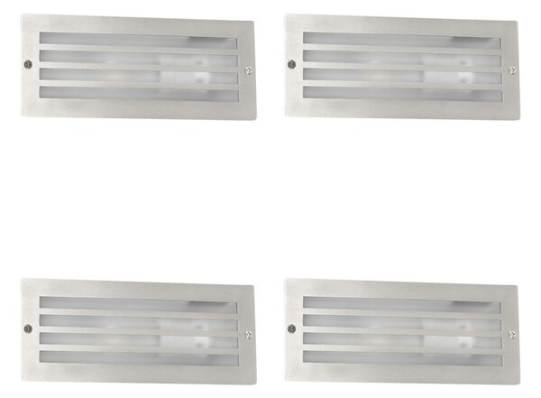 Set di 4 faretti da incasso moderni in acciaio IP44 - Hurricane