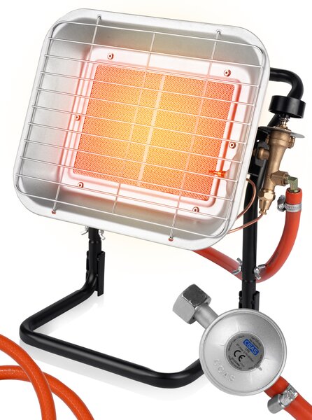 Riscaldatore radiante a gas Gazcamp Portabottiglie radiante MalTec STANDING 4,5kW Sunshine Camping incl. tubo del gas regolatore di pressione del gas