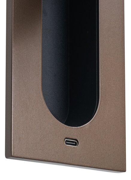 Set di 2 lampade da parete moderne bronzo scuro con LED e porta USB-C - Hilton