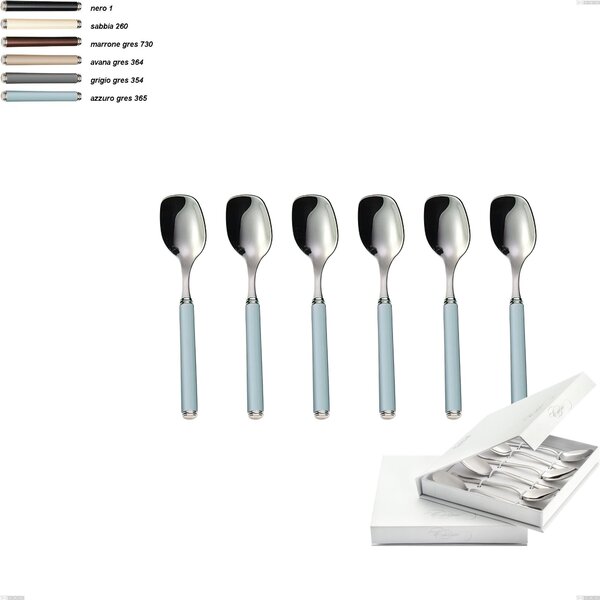 Confezione a libro 6 pezzi cucchiaini gelato linea gres, acciaio 18/10 aisi 304 manici in acrilico
