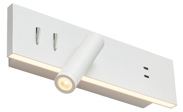 Set di 2 lampade da parete moderne bianche regolabili con USB-C incl. LED - Modric