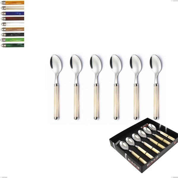 Confezione vetrina 6 pezzi cucchiaino caffe Linea Perlato, Acciaio inox 18/10 (AISI304)