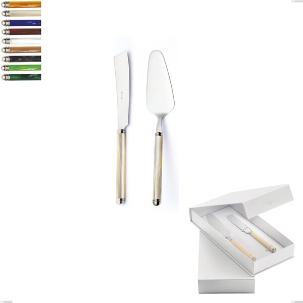 Confezione a libro 2 pezzi,paletta pi� coltello dolce da servizio Linea Perlato, Acciaio inox 18/10 (AISI304)