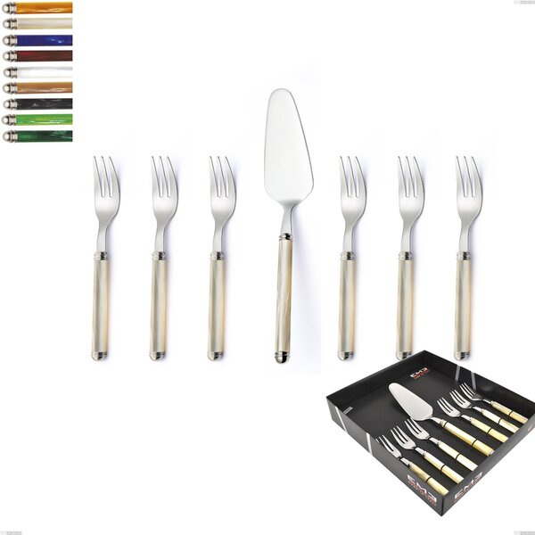 Confezione vetrina 7 pezzi, forchettine pi� paletta dolce Linea Perlato, Acciaio inox 18/10 (AISI304)