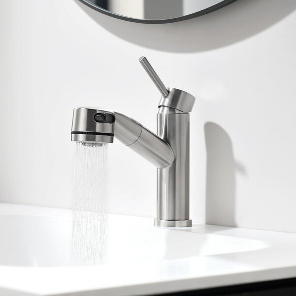Miscelatore per lavabo estraibile, in acciaio inossidabile, con acqua calda e fredda