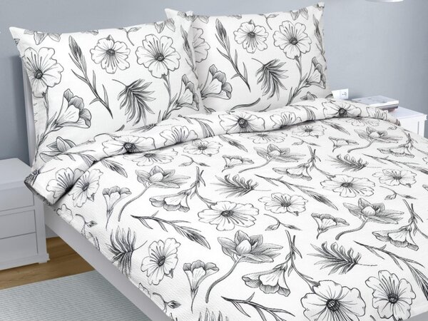 Set di lenzuola in crêpe - 1 set 240x220, 70x90 - bianco, grigio