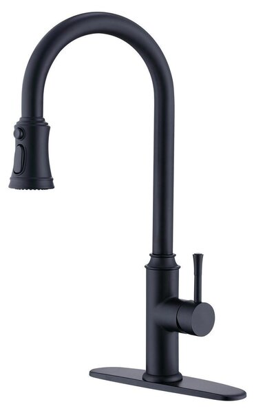 Miscelatore da cucina estraibile con doccetta, girevole a 360°, con 3 funzioni spray, finitura nero opaco, acciaio inossidabile