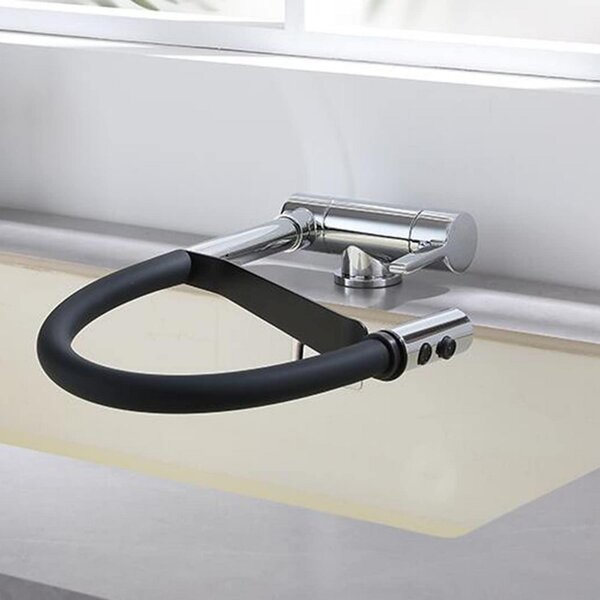 Miscelatore per cucina, montaggio su finestra, ribaltabile, ottone cromato, altezza 75 mm