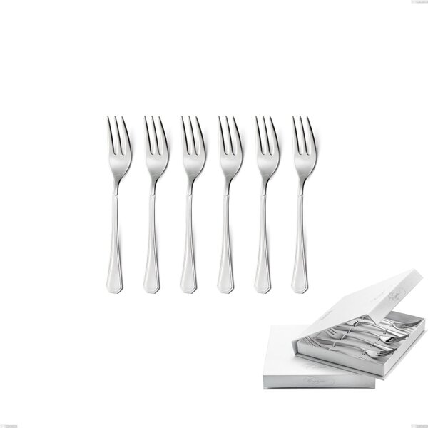 Confezione a libro 6 pezzi forchette dolce loira, Acciaio inox Aisi 304 lucido, spessore 2 mm, design Classico
