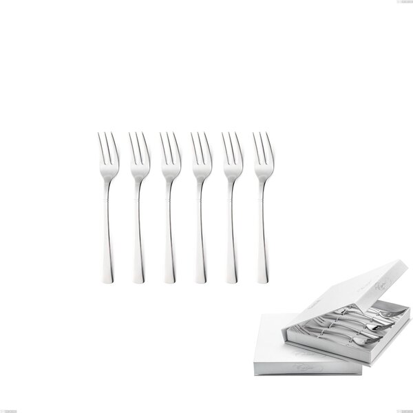 Confezione a libro 6 pezzi forchette dolce lux, Acciaio inox Aisi 304 Posate Lucide, spessore 2.5 mm