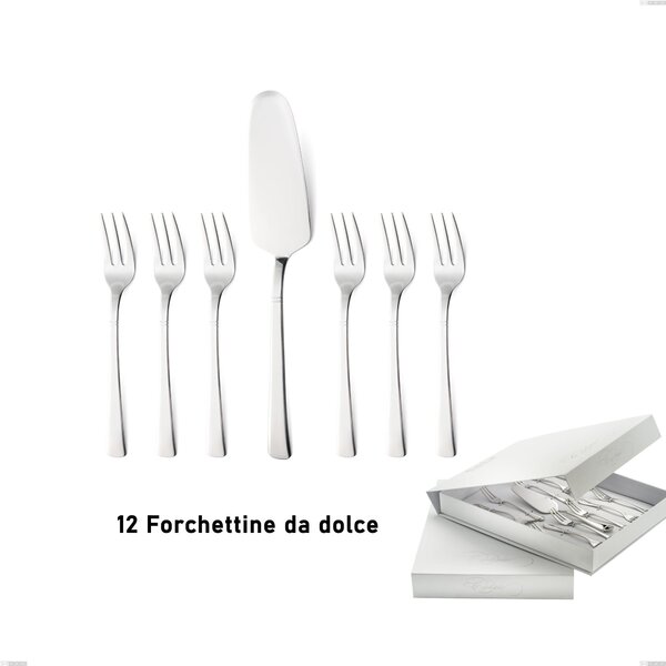 Confezione a libro 13 pezzi, forchettine pi� paletta dolce lux, Acciaio inox Aisi 304 Posate Lucide, spessore 2.5 mm