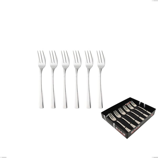 Confezione vetrina 6 pezzi forchettine dolce lux, Acciaio inox Aisi 304 Posate Lucide, spessore 2.5 mm