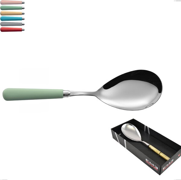 Confezione vetrina 1 pezzo pala riso macarons, Acciaio inox 18.10 manici in acrilico inox lucido