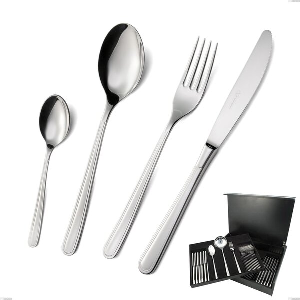 Servizio Posate MEDEA 75 pezzi acciaio inox 18.10 (AISI304) Lucido spessore 3.0 mm in Bauletto di Legno