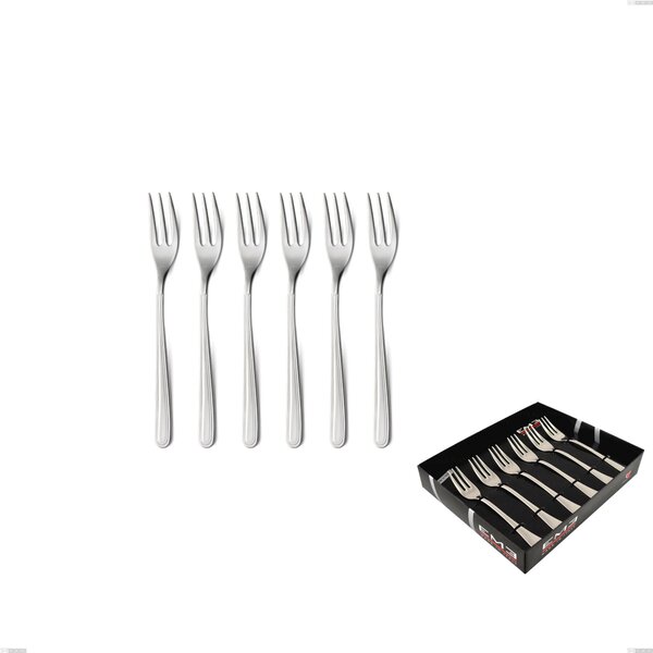 Confezione vetrina 6 pezzi forchettine dolce medea, Acciaio inox Aisi 304 lucido, spessore 3 mm