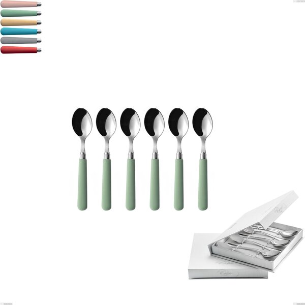 Confezione a libro 6 pezzi cucchiaini caff� macarons, Acciaio inox 18.10 manici in acrilico inox lucido