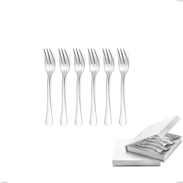 Confezione a libro 6 pezzi forchette dolce Milano inox 18/10 , Acciaio inox 18/10 (AISI304) lucido a specchio, spessore 2,5 mm