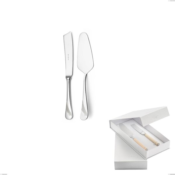 Confezione a libro 2 pezzi,paletta pi� coltello dolce da servizio Milano Inciso , 18/10 (AISI304) acciaio inox Lucido , spessore 2,5 mm