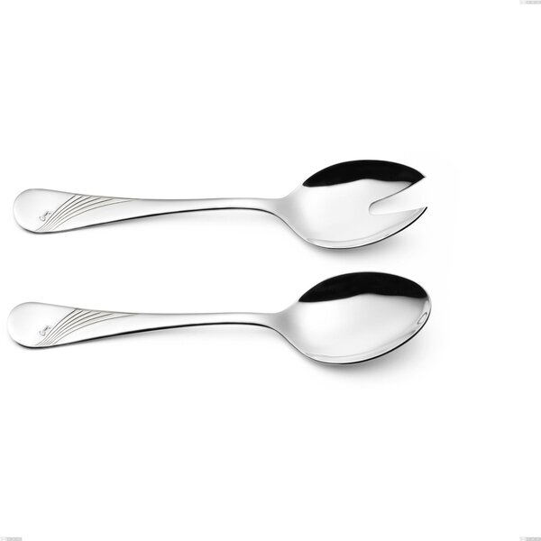 Coppia insalata Milano Inciso , 18/10 (AISI304) acciaio inox Lucido Acciaio lucido finitura a specchio , manico inciso, spessore 2,5 mm mm, lunghezza 233 mm