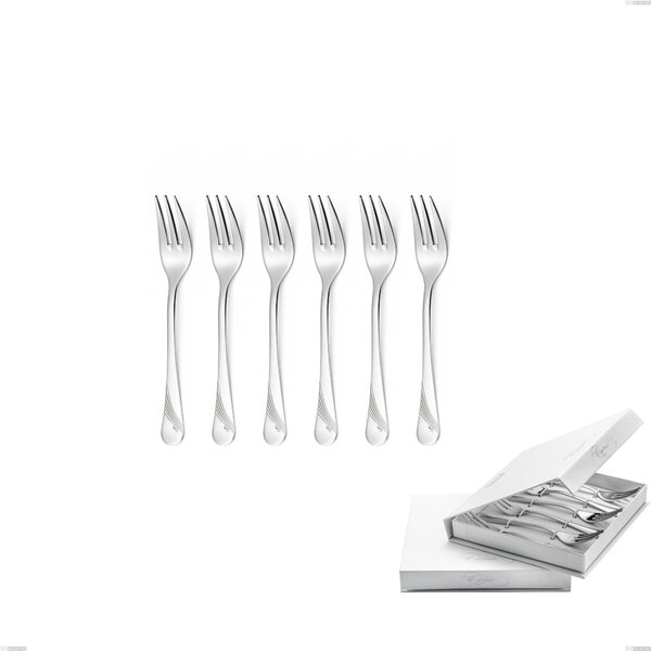 Confezione a libro 6 pezzi forchette dolce Milano Inciso , 18/10 (AISI304) acciaio inox Lucido , spessore 2,5 mm