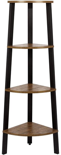 Scaffale Angolare - Leobert - Marrone Rustico/Nero - 45 X 34 X 125 Cm