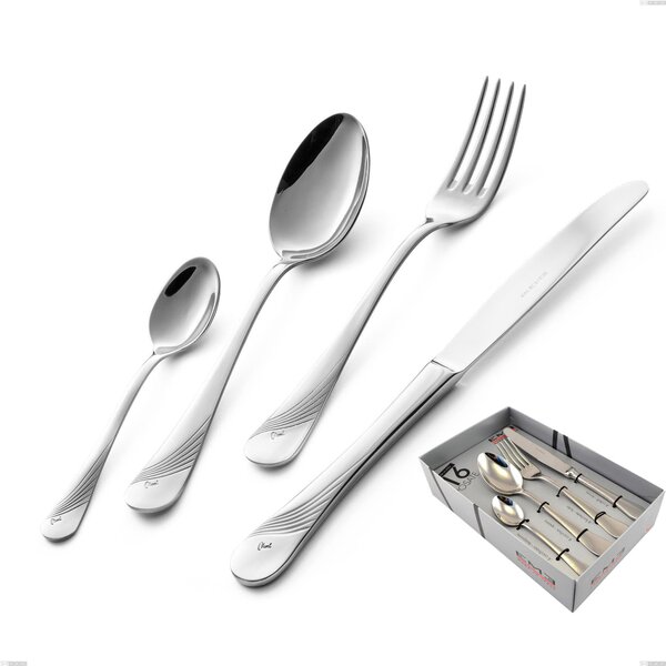 Confezione vetrina 16 pezzi Milano Inciso , 18/10 (AISI304) acciaio inox Lucido , spessore 2,5 mm