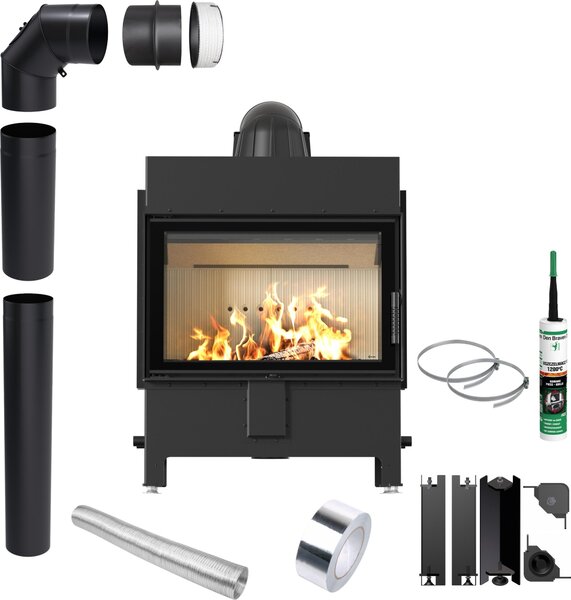KRATKI LUCY 14 kW Ø 200 Inserto camino a legna con kit di montaggio