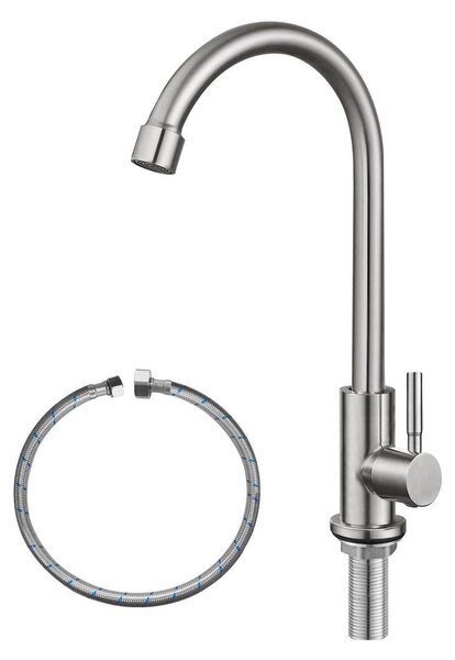 Rubinetto per acqua fredda, acciaio inossidabile, miscelatore monocomando, alto collo