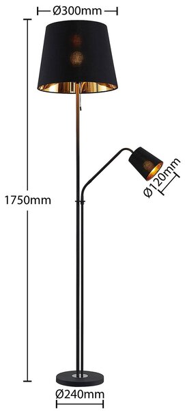 Lampada da terra Efalia Lindby, Nero, Soggiorno / Sala da pranzo, Metallo, Moderno, Lampada da terra