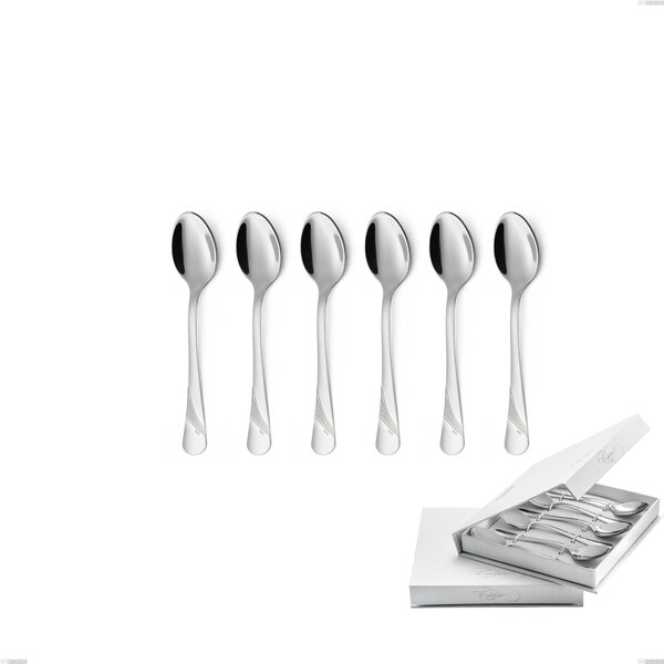 Confezione a libro 6 pezzi cucchiaini caff� Milano Inciso , 18/10 (AISI304) acciaio inox Lucido , spessore 2,5 mm