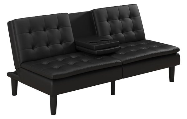 Divano letto nero in similpelle 191 cm Maine - Støraa