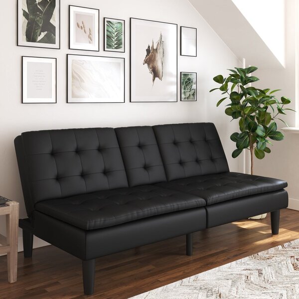 Divano letto nero in similpelle 191 cm Maine - Støraa