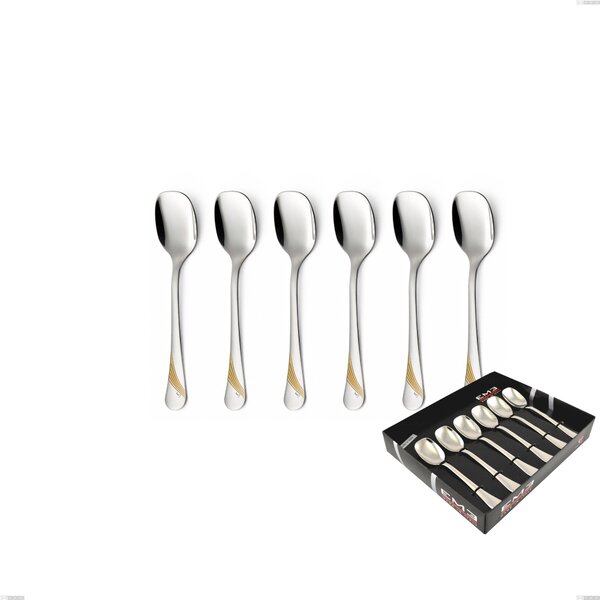 Confezione vetrina 6 pezzi gelato Milano Inciso Oro , 18/10 (AISI304) finitura inox lucido e oro, spessore 2,5 mm