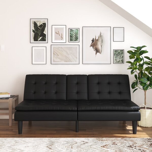 Divano letto nero in similpelle 191 cm Maine - Støraa