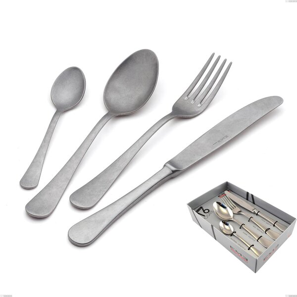 Confezione vetrina 16 pezzi milano retro, Acciaio inox (Aisi 304) vintage