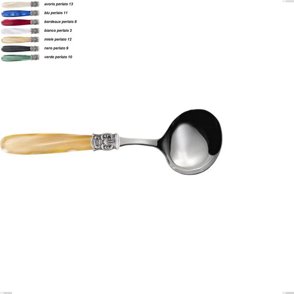 Cucchiaio salsa mona lisa, Acciaio 18/10 AISI 304 Lucido manicatura acrilico perlato, lunghezza 194 mm