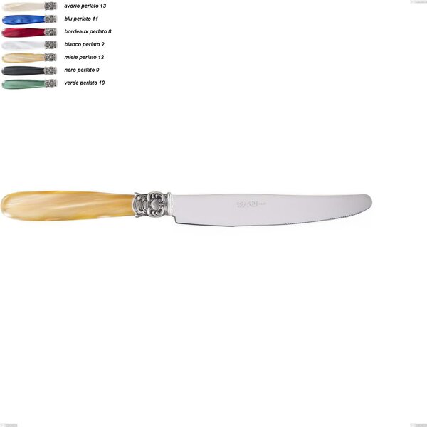 Coltello tavola mona lisa, Acciaio 18/10 AISI 304 Lucido manicatura acrilico perlato, lunghezza 226 mm