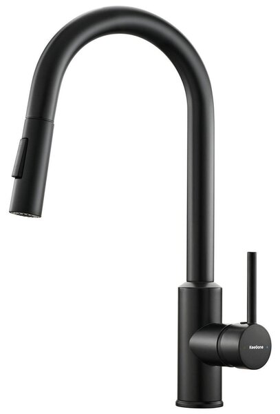 Miscelatore da cucina con doccetta estraibile, alta pressione, girevole a 360°, 2 modalità di getto, colore nero