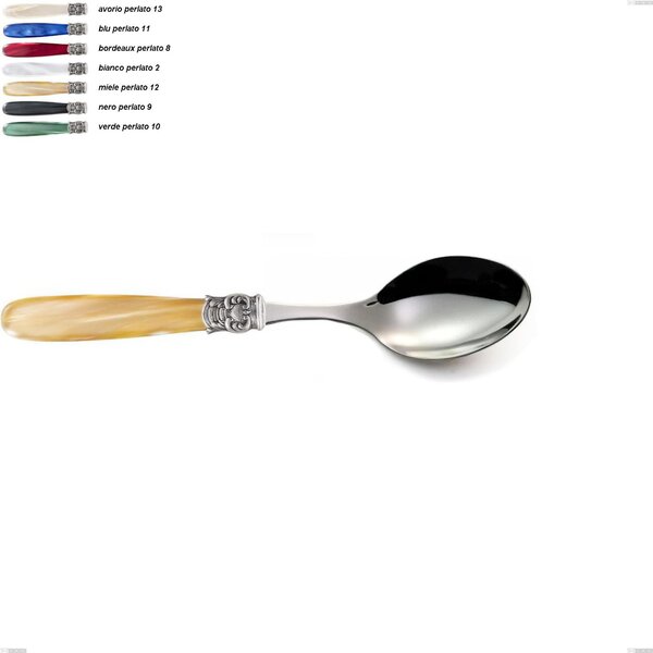 Cucchiaio tavola mona lisa, Acciaio 18/10 AISI 304 Lucido manicatura acrilico perlato, lunghezza 209 mm
