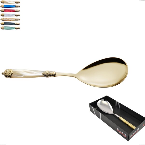 Confezione vetrina 1 pezzo pala riso Mirage Perlato Tin gold, acciaio 18.10 con finitura pvd dorata colorato, manici in metacrilato