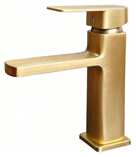 Rubinetto da bagno in ottone anticato, miscelatore per lavabo in stile retrò, con bocchetta piatta