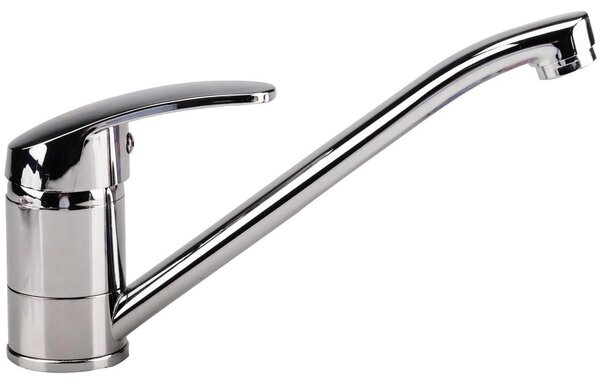 Rubinetto da cucina girevole a 360°, colore argento, in ottone, per lavello da cucina