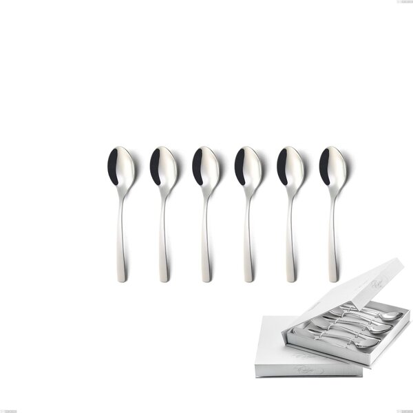Confezione a libro 6 pezzi cucchiaini caff� Onda, Acciaio inox (Aisi 304) lucido