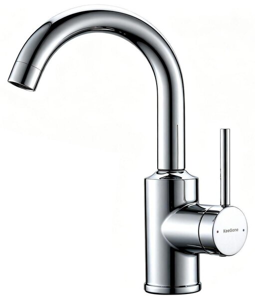 Miscelatore monocomando per bagno, alta rotazione, finitura argento cromo